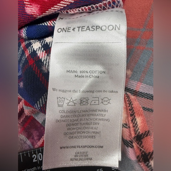 Free People X One teaspoon Split Flannel Hooded Top Size m Grunge Distress NWT - Picture 10 of 13